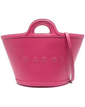 Marni Tropicalia Leather Tote Bag - Pink