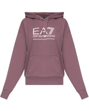 EA7 Logo-Detail Long-Sleeve Hoodie - Purple