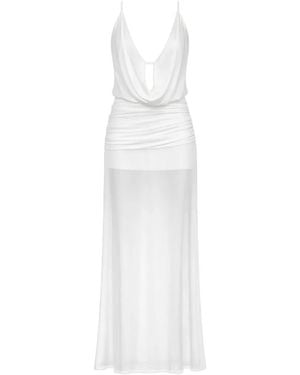 knee length dresses for ladies Marin Cotton Midi Dress - Night Bloom Floral Pleated V Neck Dress