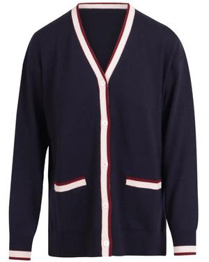 Max Mara Contrast-Trim Button-Up Cardigan - Blue