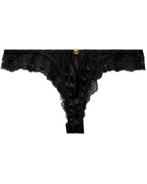 Versace Lace-Trim Jacquard Silk Slip - Black