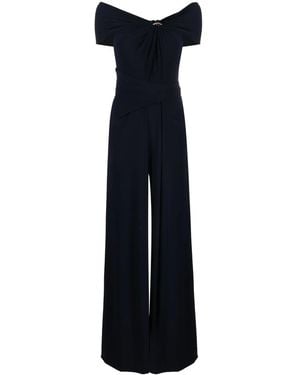Talbot Runhof Halterneck Crepe Jumpsuit - Blue