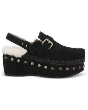 Mou Buckle-Detail Leather Mules - Black