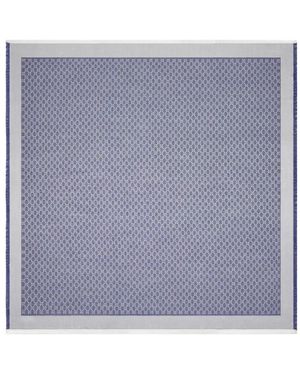 Gucci Fringed Logo-Pattern Shawl - Blau