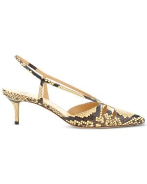 Francesco Russo Snakeskin-Print Slingback Court Shoes - Natural