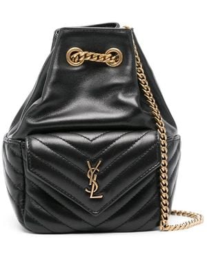 Saint Laurent Nano Logo Quilted Leather Bucket Bag - Black