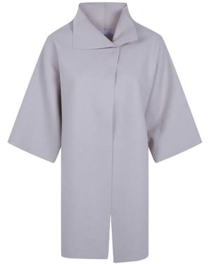 Harris Wharf London High-Neck Wide-Sleeve Coat - Grey
