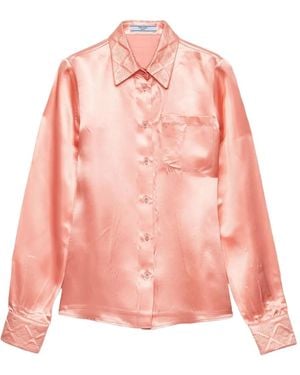 Prada Embroidered Collar Shirt - Pink