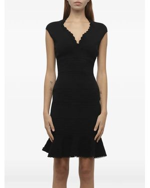 McQueen V-Neck Mini Dress - Black