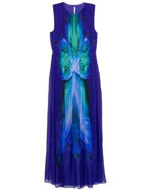 Alberta Ferretti Butterfly-Print Maxi Dress - Blue