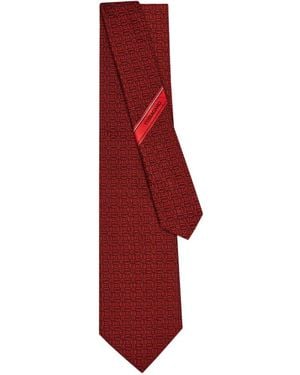 Ferragamo Cravatta Con Stampa Gancini - Rosso