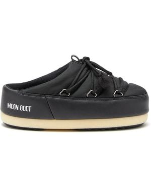 Moon Boot Icon Logo-Print Slides - Black