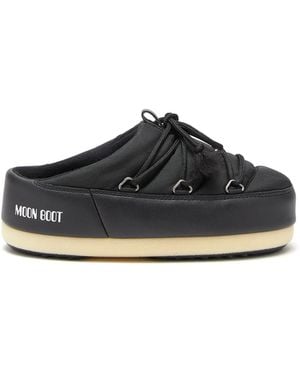 Moon Boot Icon Logo-Print Slides - Black