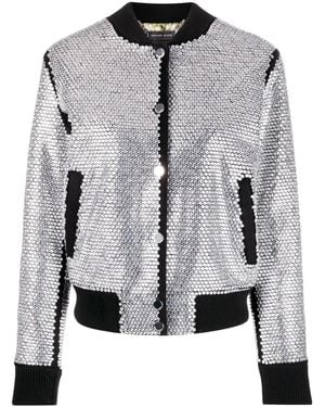 Philipp Plein Crystal-Embellished Bomber Jacket - Gray
