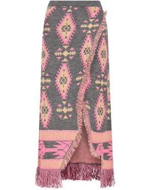 COLOUR MARKET® Jupe Longue À Motif Géométrique Et Franges - Pink