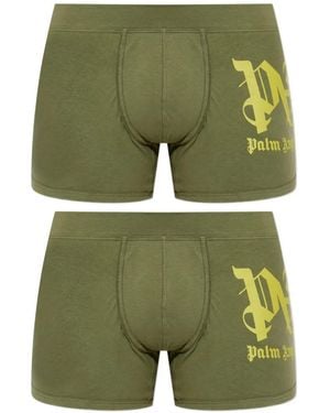 Palm Angels Logo-Print Boxers (Set Of Two) - Green