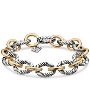 David Yurman 18Kt Geelgouden En Sterling Zilveren Oval Link Schakelarmband (12Mm) - Metallic