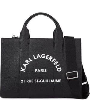 Karl Lagerfeld Medium Rue St-Guillaume Logo Tote Bag - Black