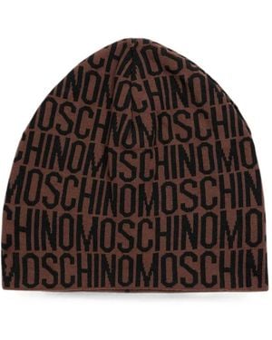 Moschino Logo-Print Beanie Hat - Brown