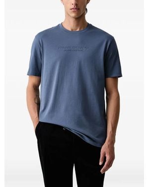 ARMANI EXCHANGE Logo-Embossed T-Shirt - Blue