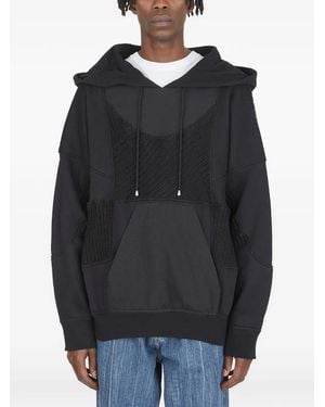 DRx FARMAxY FOR LN-CC Crochet-Trim Patchwork Hoodie - Black