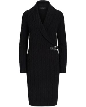 Ralph Lauren Cable-Knit Buckle Midi Dress - Black