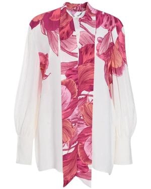 SIMONA CORSELLINI Floral-Print Self-Tie Blouse - Pink