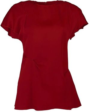 Victoria Beckham Draped Ruffle Top - Red