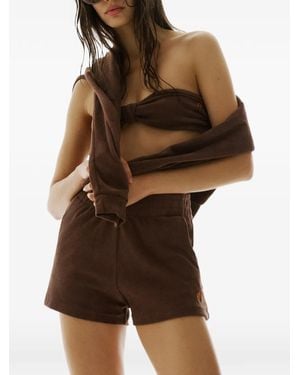 Perfect Moment Terry-Cloth Bandeau Top - Brown