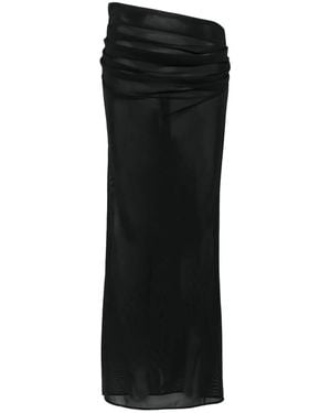 Alex Perry Tucked Column Gedrapeerde Mesh Midi-Rok - Zwart