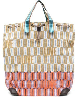 Epice Letter-Print Drawstring Beach Tote Bag - Pink