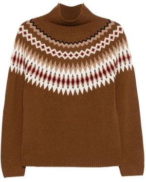 Be You Fair Isle High-neck Sweater - ブラウン