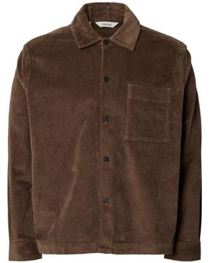 SELECTED Cordjacke Mit Brusttasche - Braun