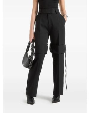 Manière De Voir Isabelle Tailored Belted Strap Detail Trousers - Black
