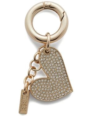 DIESEL Metal Heart Charm With Rhinestones - Natural