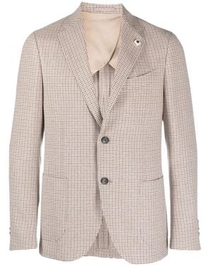 Lardini Pota Houndstooth-Pattern Blazer - Natural