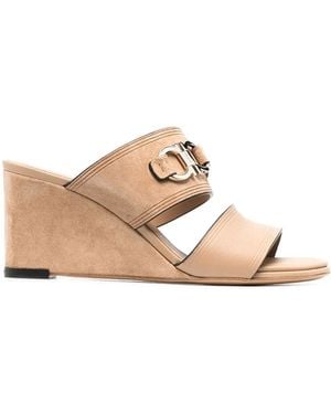 Ferragamo Ferragamo Chaim 75Mm Suede Wedge Mules - Pink
