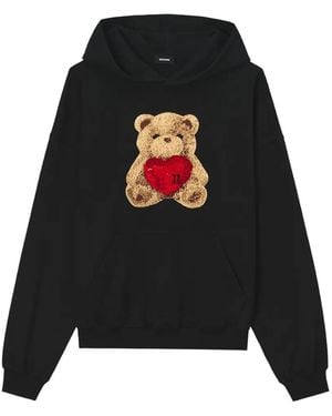 we11done Heart Teddy Hoodie - Black