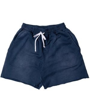 MOOJI MOOJI Drawstring-Waist Raw-Cut Shorts - Blue