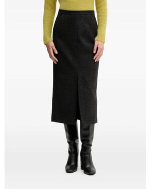 Sandro Ferrone Front-Slit Midi Skirt - Black