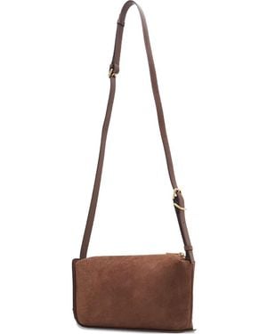 Joy Gryson Crescent Suede Zip-Fastening Shoulder Bag - Brown