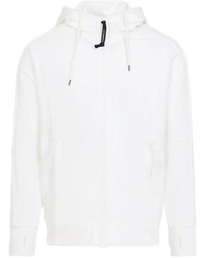 C.P. Company Goggle-Detail Zip-Up Hoodie - White