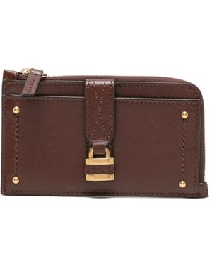 Chloé Locker-Detail Strap Leather Wallet - Brown