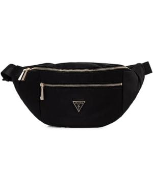 Guess Logo-Plaque Zip-Fastening Belt Bag - Black