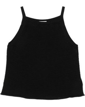 Zanone Bretel Ribbed-Knit Top - Black