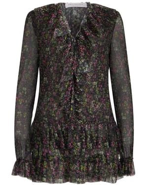 Philosophy Di Lorenzo Serafini Ruffled Floral-Print Blouse - Black
