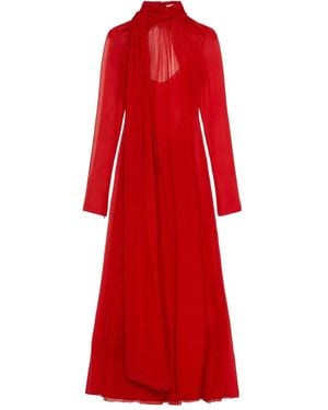 Blumarine Open-Back Sheer Maxi Dress - Red
