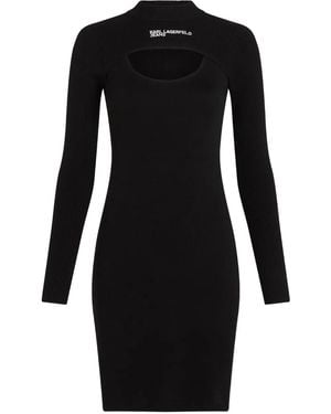 KARL LAGERFELD Minimalist Dress With Classic Cut - Black