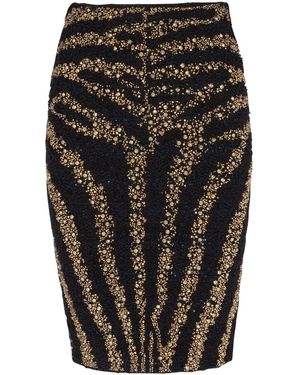 Balmain Sequin-Embellished Pencil Skirt - Black