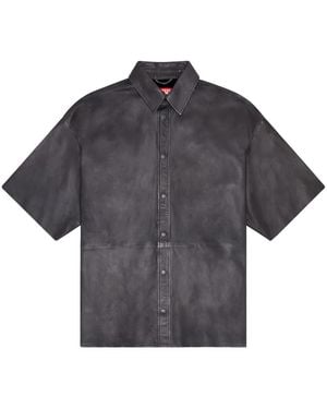 DIESEL S-Emin-Lth Leather Shirt - Grey
